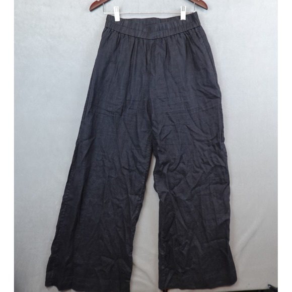 James Perse Pants Linen Relaxed Wide Leg Black Womens Size 1 Small Minimalist - Picture 1 of 8